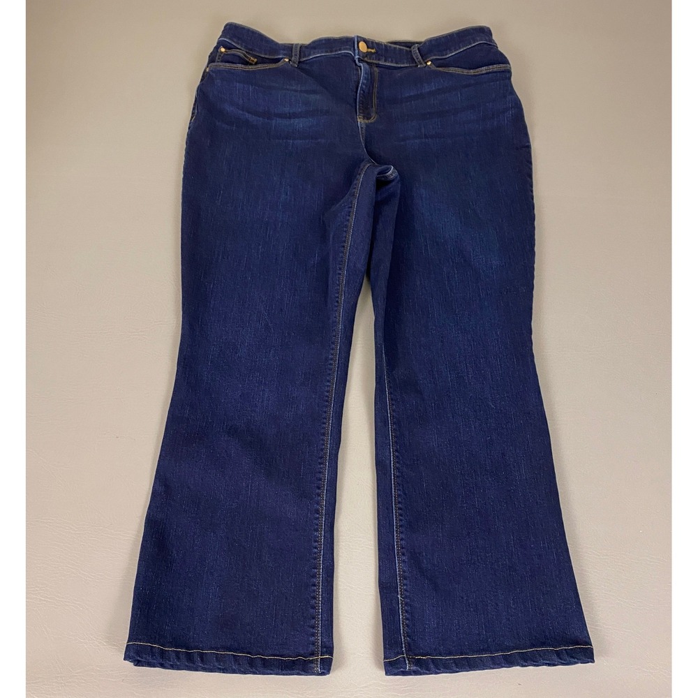 Chicos The Platinum Barely Boot Jeans Size 3 Regular US 16 Blue Dark Wash Denim